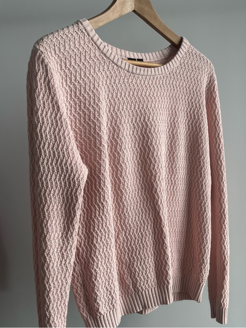 ICÔNE Pale Pink Textured Crewneck Sweater